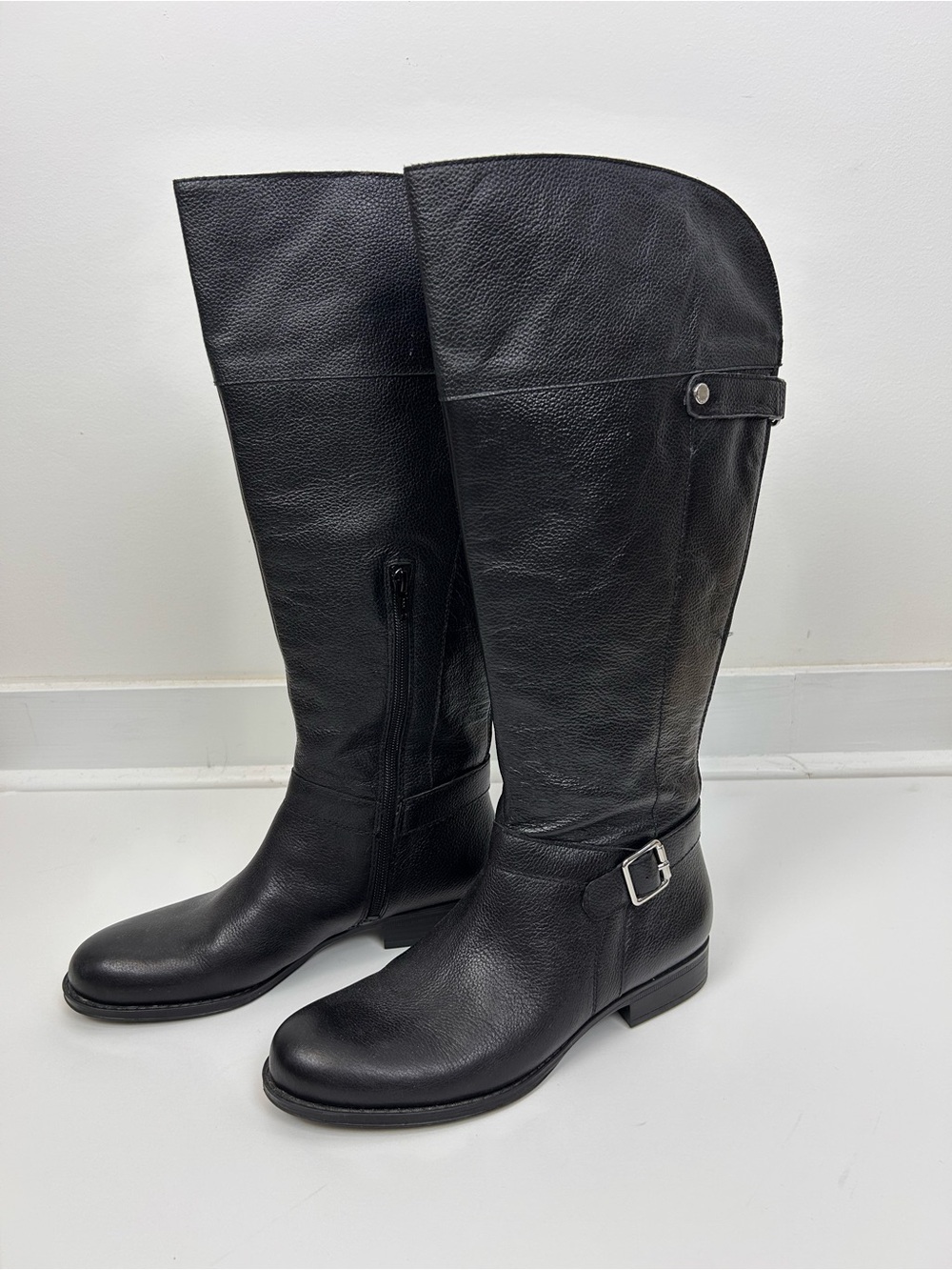Naturalizer Jazmin Black Leather Wide Calf Tall Boots Size 8